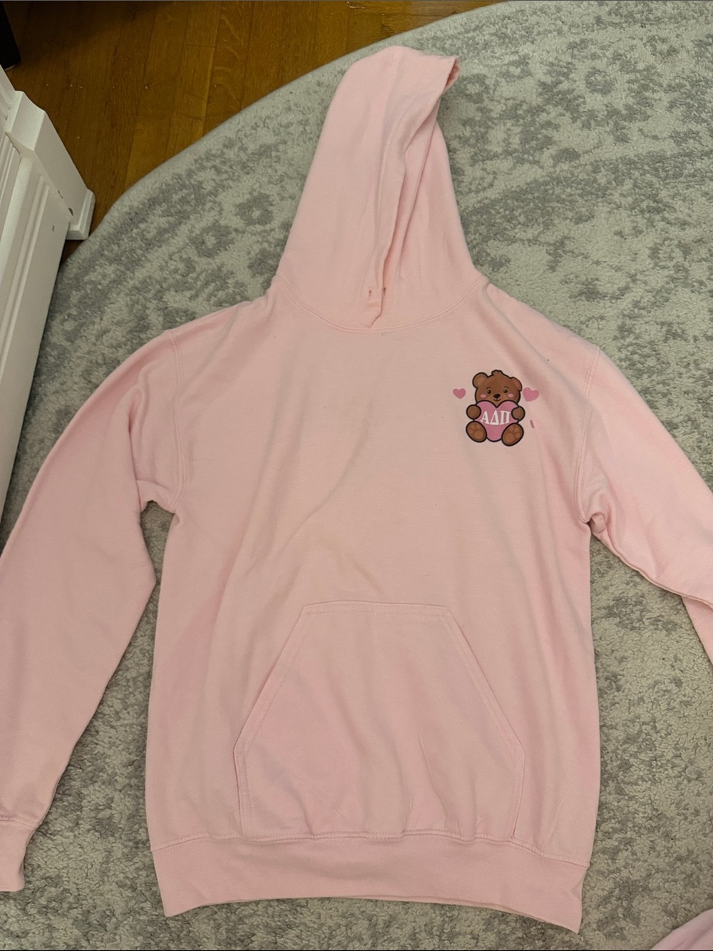 Pink Teddy Heart Hoodie Alpha Delta Pi Sorority (ADPi)